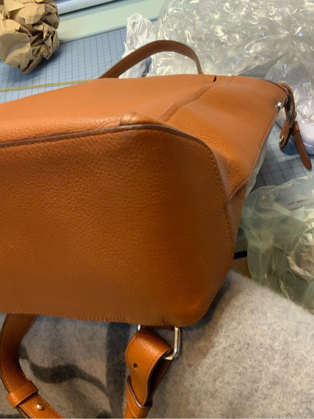 Cole Haan Tan Leather Tote-Style Backpack - Picture 9 of 11